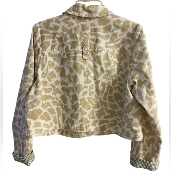 Maeve by Anthropologie jean jacket cropped animal print Large - Picture 2 of 11